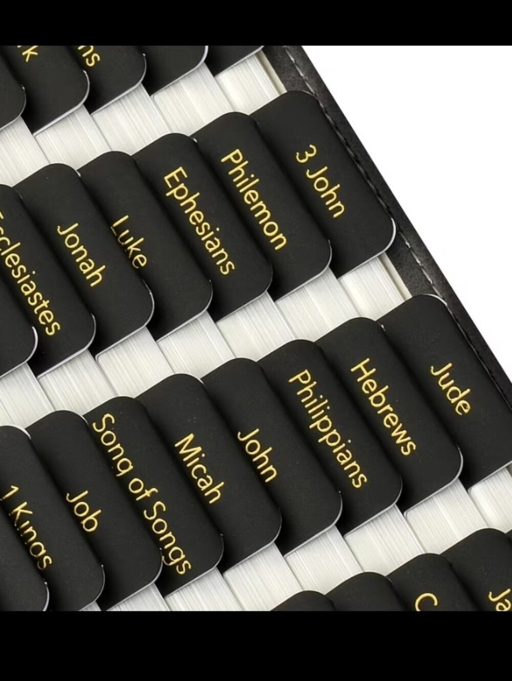 Bible Book Tabs Black & Gold 75 Pcs